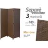 GC SEPARè PARAVENTO DIVISORIO METALLO 3 PANNELLI SEPARATORE VIMINI CREMA 180*135cm