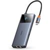 Baseus Hub USB C 10Gbps Adattatore USB 3.2 Con Gigabit Ethernet, 4K@60Hz HDMI, 2 USB-A,