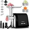 ZEEGMA Molen Chef Tritacarne Elettrico per carne, formaggi e tagliaverdure Potenza di picco 1900W, 4 Piastre di molatura in acciaio inox, Macchina per Salsicce, Sminuzzamento, Grattugia, Attacco kubbe