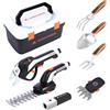 Yard Force Vita, set di attrezzi da giardino innovativo, con batteria da 4 V/4 Ah, valigetta per attrezzi 6 in 1, cesoie elettriche, forbici per erba e arbusti, paletta a mano, forchetta a mano