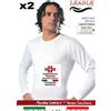 LEABLE 2 MAGLIA INTIMA UOMO LANA COTONE MANICA LUNGA GIROCOLLO COLORI ASSORTITI.