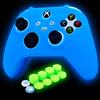 HLRAO Cover in silicone blu per controller Xbox Series X/S che si illumina al buio, antiscivolo, in gomma morbida, set di accessori con 8 tappi per pollice che si illuminano al buio + 2 simpatici