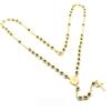 COLLANA ROSARIO ORO GIALLO 18K, CON SFERE DA 4 MM, MEDAGLIA MIRACOLOSA E CROCE