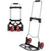 COOCHEER Carrello pieghevole in alluminio, Carrello Portapacchi di trasporto con Ruote in gomma piena per viaggi d'affari, industria e casa, portata max. 120 kg, Nero e Rosso