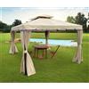 San Marco Gazebo 3X4 giardino in metallo telo impermeabile con tende e zanzariera e camino