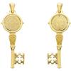 CIONDOLO CHIAVE ORO GIALLO O BIANCO O ROSA 18K, MEDAGLIA SAN BENEDETTO, 3.6 CM