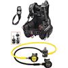 Cressi Scuba Set, Jacket Start PRO, Erogatore MC9 DIN e Octopus Compact, Console 2 con Frusta Unisex, Nero/Silver/Giallo, S