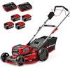 Einhell tosaerba GP-CM 36/52 S Li BL Kit Power X-Change (36 V, larghezza di taglio 52 cm, fino a 1200 m², Brushless, cesto da 65 litri, ruota motrice, incl. 4 batt. da 5,2 Ah + 2 Twincharger)