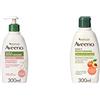 Aveeno Crema Corpo Idratante, Daily Moisturising, Crema Olio, Profumo di mandorle, da Pelle Normali a Secche, 300ml & Bagno Doccia allo Yogurt, Bagnoschiuma Senza Sapone