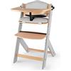 kk Kinderkraft Seggiolone Pappa in Legno ENOCK, con Cuscino, Evolutivo, Multifun