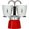 BIALETTI | Moka Mini Express Tricolore 2 Tazze Caffettiera +2 Bicchieri Italy