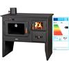 Prity Cucina Stufa a Legna Camino Forno Prity 2P41 Porte 15,2 kW - Uscita a Sinistra
