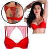 Reggiseno intimo donna sexy push up rosso con pizzo trasparente senza ferretto
