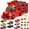 Aoskie Camion Macchinine Giocattolo per Bambini, Camion Bisarca con 8 Mini Cars