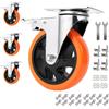 RRIUTO 4 Ruote Girevoli 125mm Con Freno Rotelle Pivotanti Industriali Con Piastra 800Kg