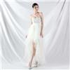 Vestito Abito Elegante Lungo Bianco Bustino Raso Corpetto Sirena 34894