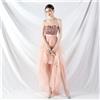 Vestito Abito Elegante Lungo Rosa Bustino Raso Corpetto Sirena 34894