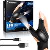 Hinshark Guanti Con Luce LED Ricaricabile USB Morbidi Comodi Flessibili per Uomo/Donna