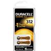 Duracell 6 BATTERIE PER APPARECCHI ACUSTICI DURACELL 312 PILE PROTESI UDITO EASY TAB PR41