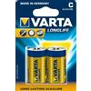 Varta Batterie Mezza Torcia 1.5 Volt Tipo C 1,5 V 2 pz 4114101412 longLife Extra Varta