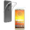 Per MOTOROLA MOTO E5 PLUS COVER CUSTODIA SILICONE + PELLICOLA IN VETRO TEMPERATO