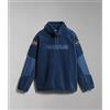 NAPAPIJRI Felpa Uomo Napapijri in Pile Collo Alto Logo Inverno Sport Teide Blu