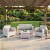 BICA Salotto da Giardino con Divano 2 Posti 2 Poltrone Tavolino Rattan PE Bianco BICA