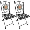 LIF Set 2 Sedie da Giardino Pieghevoli Metallo 38x90 cm Nero Alice LIF