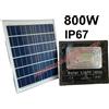 AMERICANBABILON Faro LED 800W IP67 con Pannello Solare Luce Fredda Faretto Telecomando Giardino
