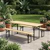 VivaGarden Tavolo da Giardino Set Birreria Tavolo + 2 Panche 220x70 cm Legno VivaGarden