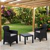 IPAE PROGARDEN Salotto da Giardino 2 Poltrone Tavolino Rattan PE Antracite Akita IPAE PROGARDEN