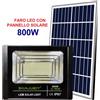 Faro 497 Led 800W con Pannello Solare Telecomando Batteria 12 ore clesse IP67++