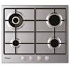 Candy Piano Cottura 4 Fuochi Candy Gas Incasso 1 Doppia corona 60 cm Inox CHW6BR4WX