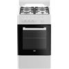 Beko Cucina a Gas 4 Fuochi Forno a Gas 50x60 cm Coperchio Bianco/Nero FSG522DWC Beko