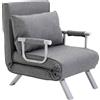 DecHome Poltrona Letto Singolo con Schienale Regolabile Grigio Chiaro DecHome