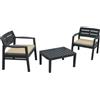 Ipae pro garden Set salotto da giardino Lombok poltrone tavolo in resina effetto legno antracite