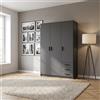 Tvilum Armadio Guardaroba 3 ante battenti 147x50x200 cm Grigio Tvilum