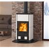 Nordica Extraflame Stufa a Legna in Ghisa con Vetro ceramico 8.3 Kw Bianco Nordica Fedora