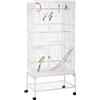 AllMyPets Voliera Gabbia per Uccelli in Acciaio e PP Posatoi Gioch 83x53x180 cm AllMyPets
