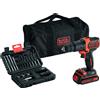 Black & Decker Trapano Avvitatore a Batteria percussione 18V senza fili Black Decker BDCHD18S