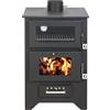 MG Stufa a Legna con Forno in acciaio Mg 450 Nera 14,8 Kw Musure h90x50x58 cm 105Kg