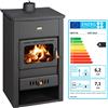 Prity Stufa a Legna Prity K2 CP W10 6.2 + 7.1 kW con Caldaia e Piastra in Ghisa