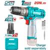 Total TRAPANO AVVITATORE PERCUSSIONE BATTERIA 12V - 20Nm+2 BATTERIE 1,5Ah TYPE-C TOTAL