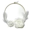 Subitodisponibile DECORO Cerchio ORO con FIORI ARTIFICIALI colore BIANCO da 35 cm 1G0I
