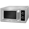 Caso C1000M - Microonde commerciale con fondo in ceramica, 1000 Watt, 25 l, interno e corpo in acciaio inox 5 livelli di potenza, per grandi cucine e gastronomi, colore: Argento
