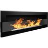 Caminetto camino bioetanolo biocamino da incasso 1200x400mm nero opaco con vetro