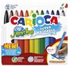 CARIOCA Pennarelli Jumbo Paperboard Wallet, Pennarelli Colorati per Bambini con Punta Maxi, Ideali per Disegnare e Colorare, Super Lavabili, Colori Assortiti, 12 Pezzi