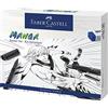 Faber-Castell 167152 Set Pennarelli Manga Starter, Set Fineliner Nero con Pennarelli a Inchiostro e Accessori, per Disegno Manga su una Varietà di Superfici