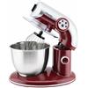 H.Koenig KM80 Planetaria Impastatrice multifunzione da 5,5 l in acciaio inox rosso Potente 1000 W, 4 velocità, frusta, mixer, gancio, coperchio antischizzo