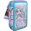 Disney Astuccio Scuola 3 Zip Disney Frozen Portapenne Matite Pastelli Nuovo